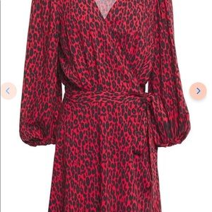 Iro Woman Boina Leopard-Print Voile Mini Wrap Dress Red Size 36